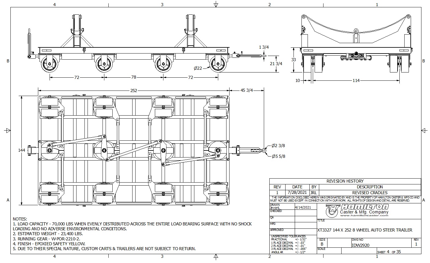 xt3327 approval drawing, autosteer trailer, nylon sling